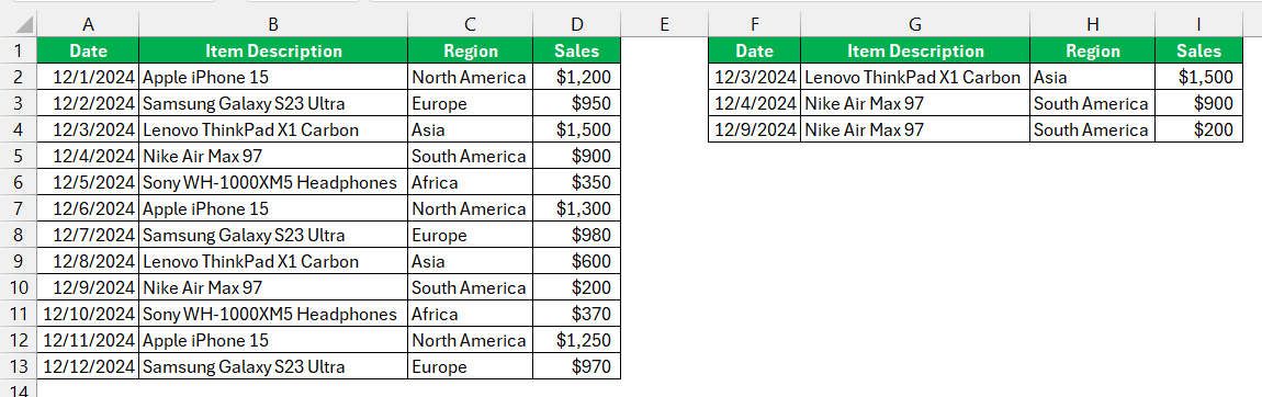 Advanced Filter in Excel