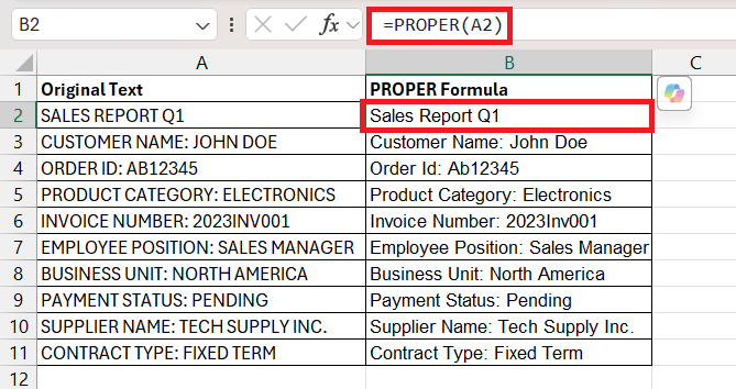 Caps to Lowercase in Excel