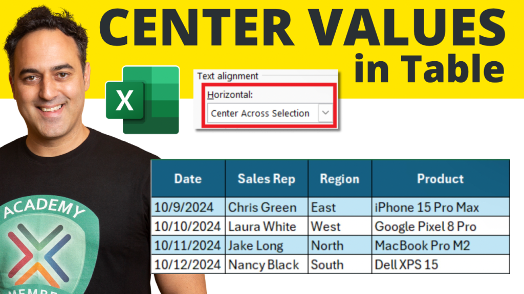 How to Center Values in Table