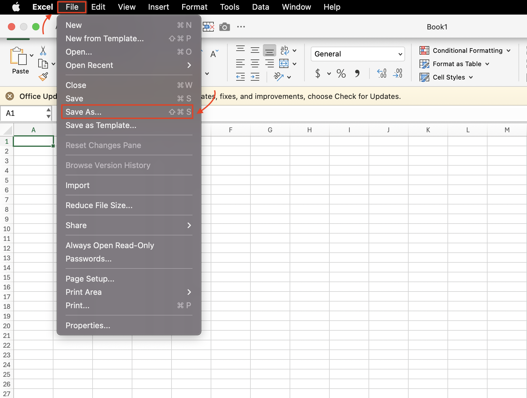 Save Excel on Mac
