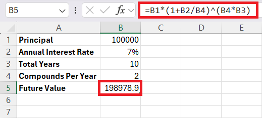 Compound Interest Semiannually