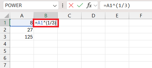 Cube Root Function in Excel