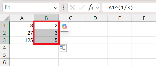 Cube Root Function in Excel