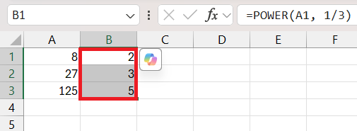 Cube Root Function in Excel