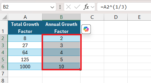 Cube Root Function in Excel