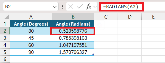 Cotangent Formula in Excel