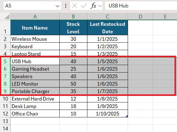 How to Add a Row in Excel