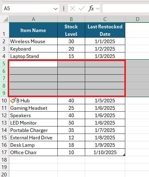 How to Add a Row in Excel
