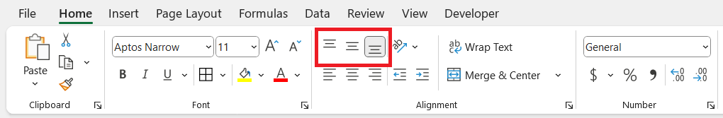 How to Center Values in Excel Table