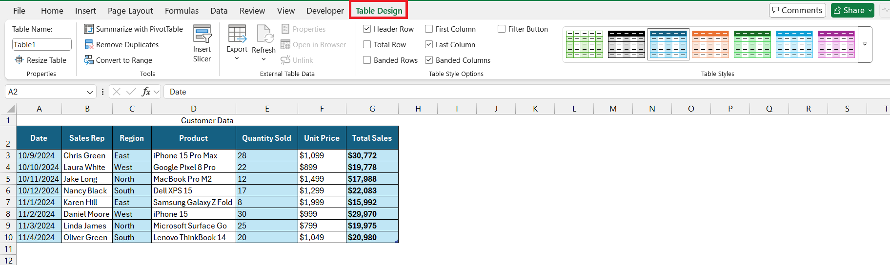 How to Center Values in Excel Table