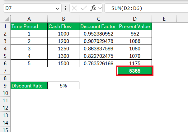 Discount Factor in Excel