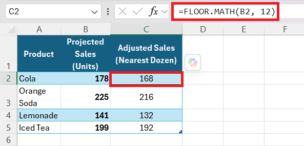 FLOOR.MATH in Excel