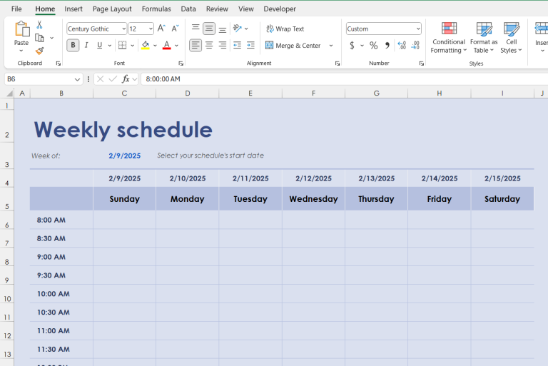Best Free Weekly Schedule Templates for Excel | MyExcelOnline