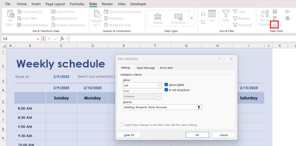 Best Free Weekly Schedule Templates for Excel | MyExcelOnline