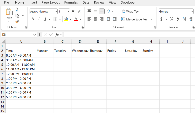 Best Free Weekly Schedule Templates for Excel | MyExcelOnline