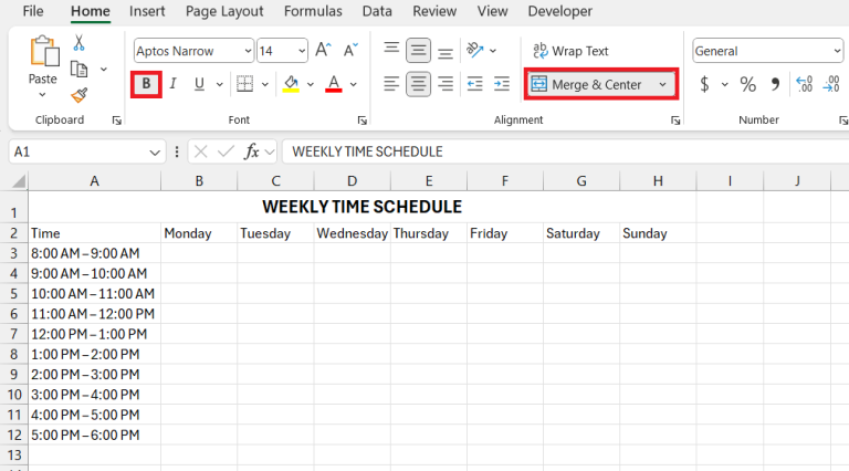 Best Free Weekly Schedule Templates for Excel | MyExcelOnline
