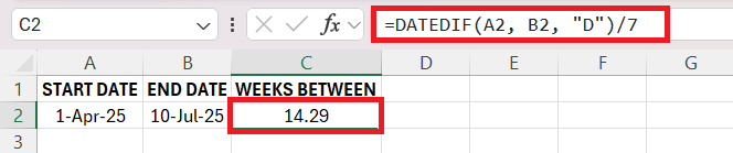 How Many Weeks Between Two Dates