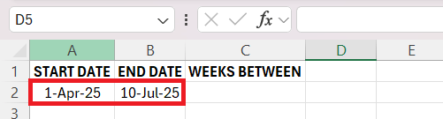 How Many Weeks Between Two Dates