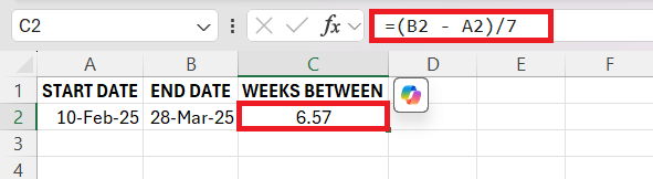 How Many Weeks Between Two Dates