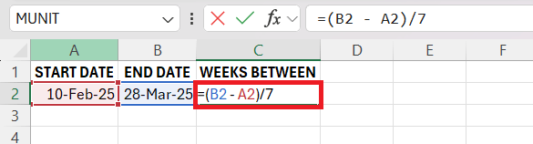 How Many Weeks Between Two Dates