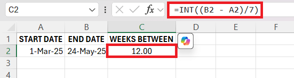 How Many Weeks Between Two Dates