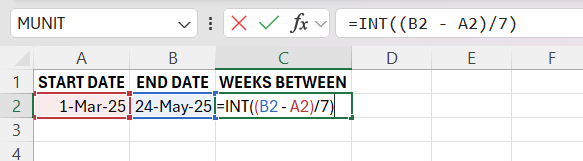 How Many Weeks Between Two Dates