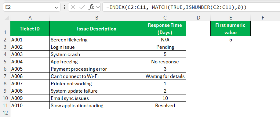 Get First Numeric Number in Range