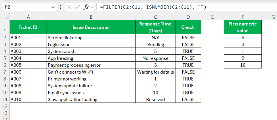 Get First Numeric Number in Range