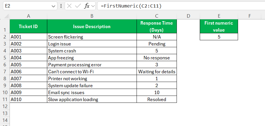 Get First Numeric Number in Range