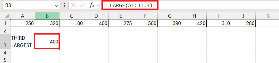 Largest Number in Excel