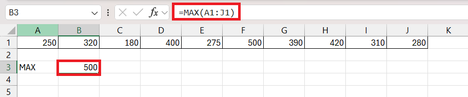Largest Number in Excel