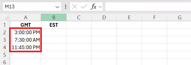 GMT to EST Conversion in Excel