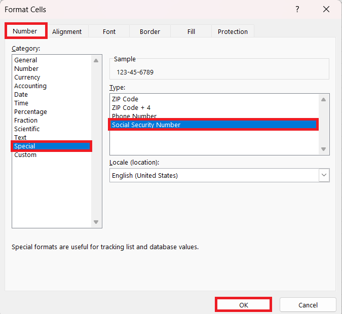Social Security Number Format