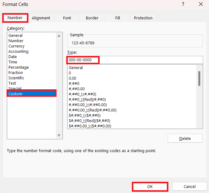 Social Security Number Format
