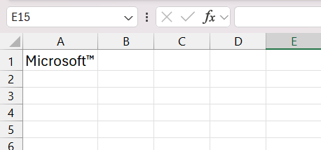 Registered Mark Character in Excel