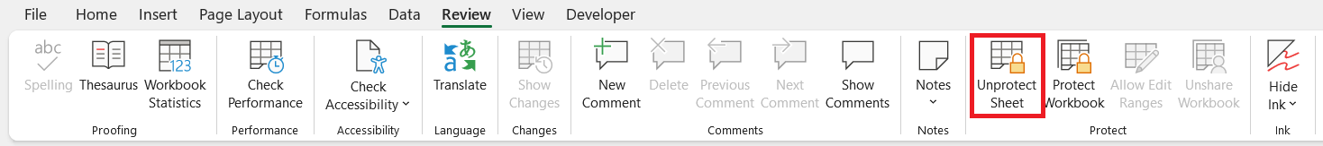 Unprotect Excel Sheet