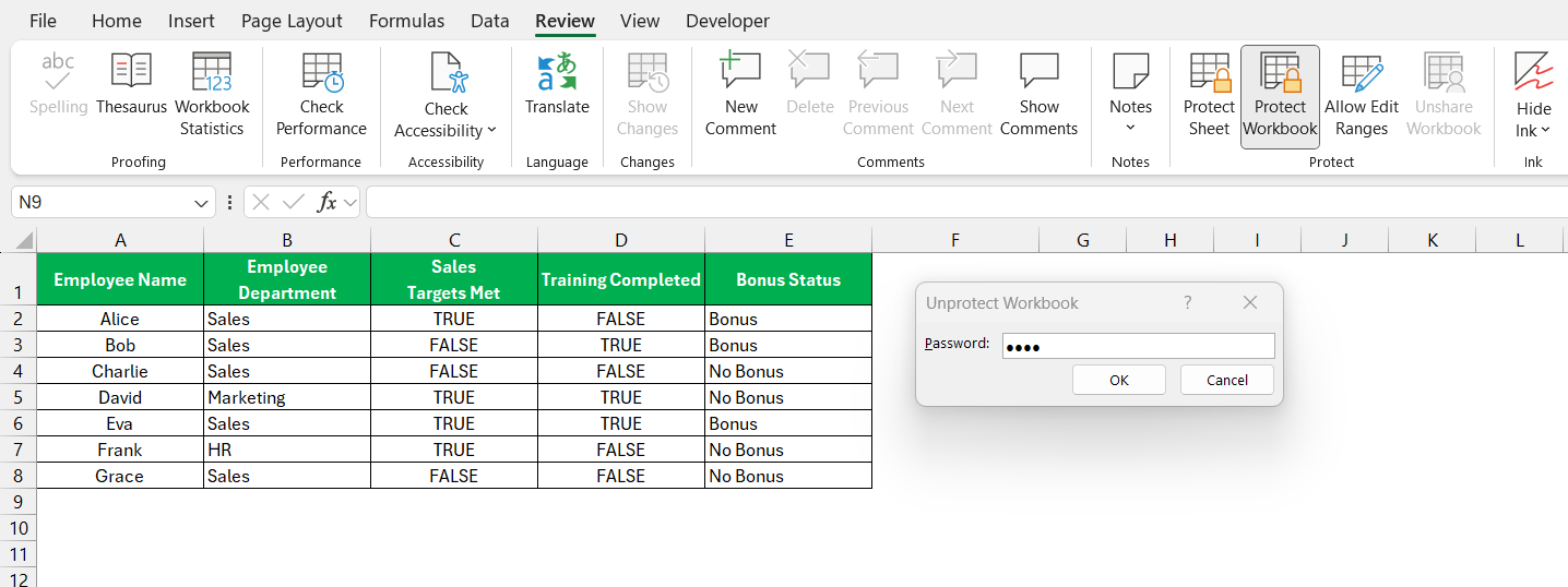 Unprotect Excel Sheet