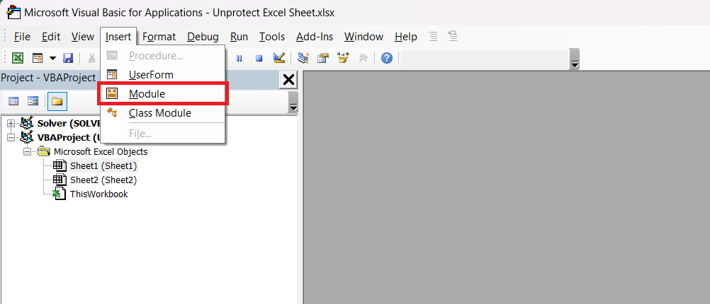 Unprotect Excel Sheet