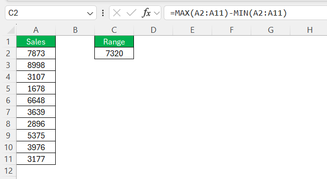 How to Find Range in Excel