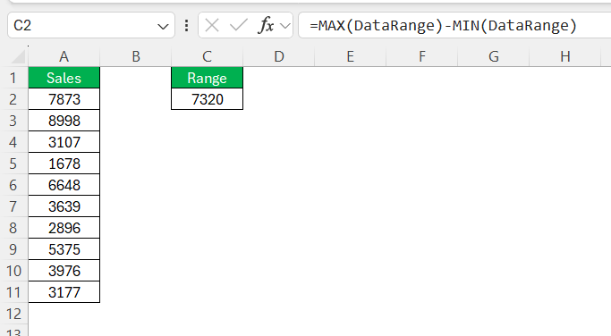 How to Find Range in Excel