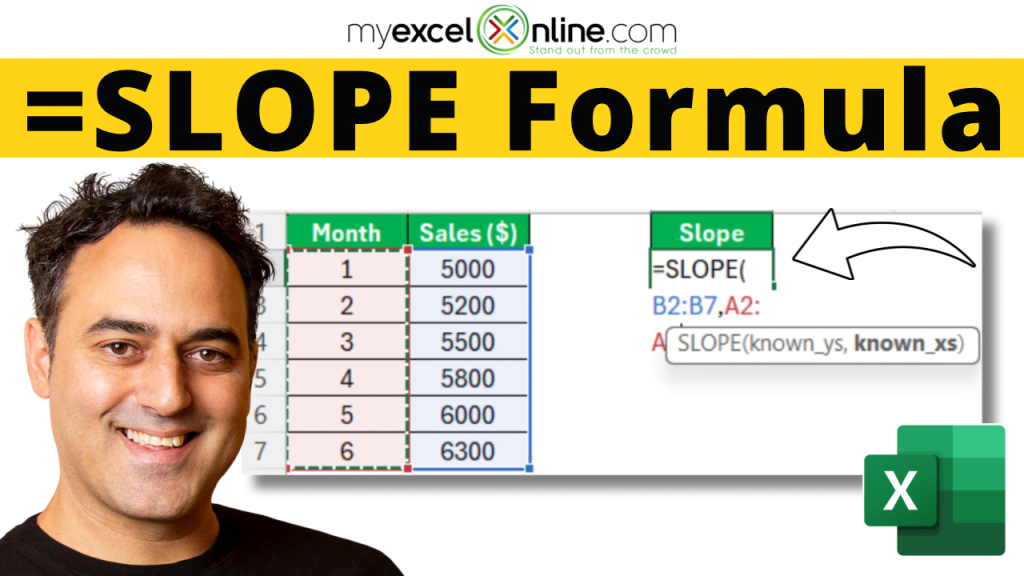 Slope formula in excel