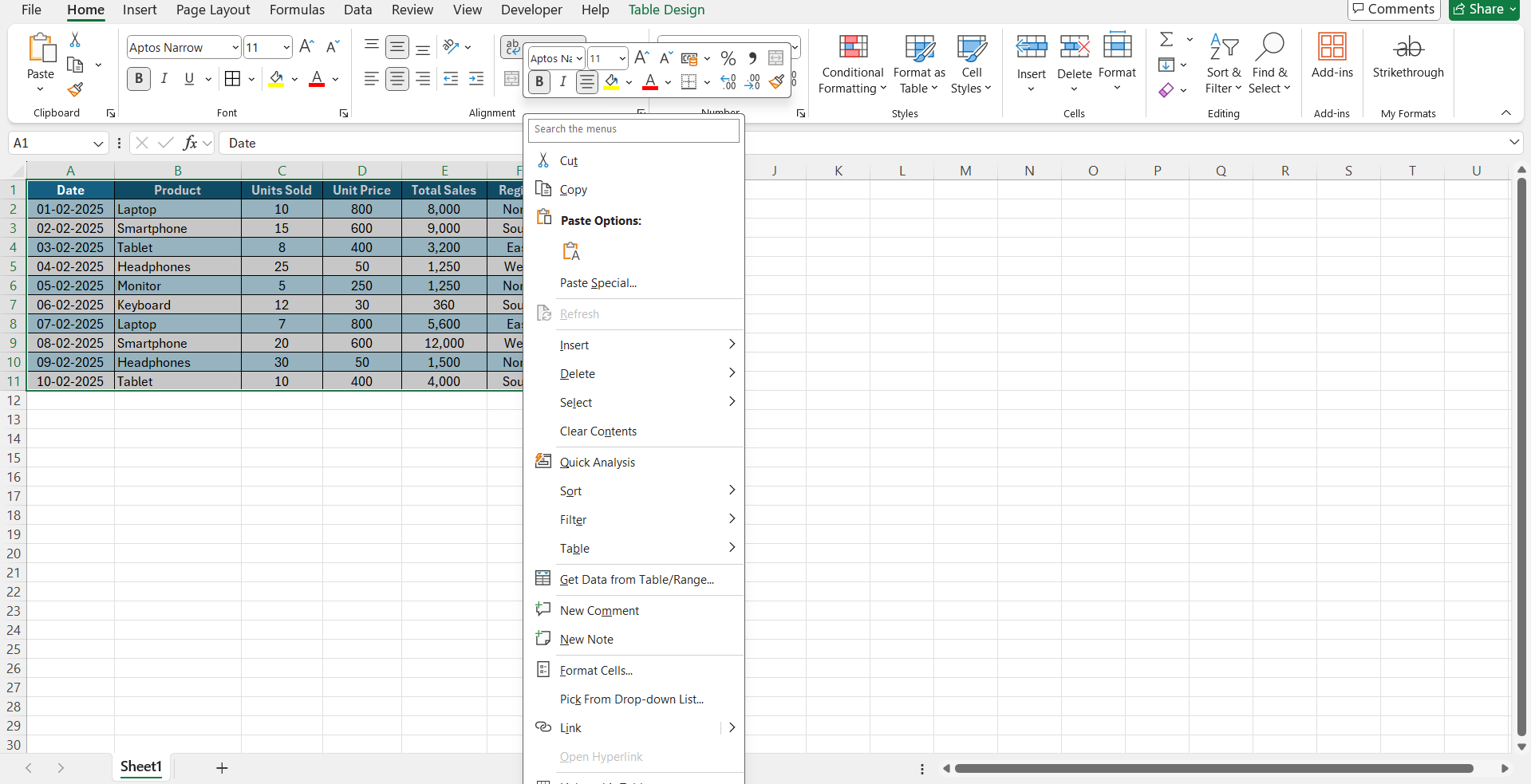 Excel Format