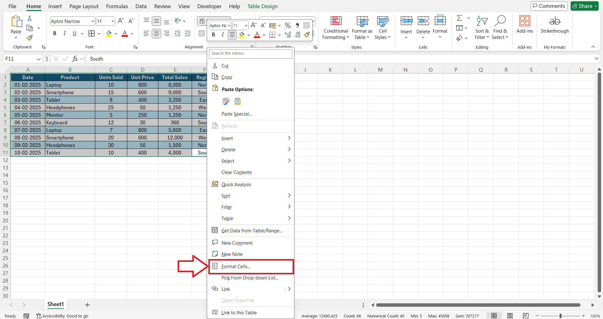 Excel Format