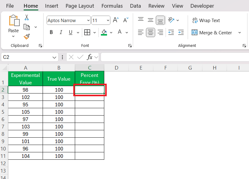 how to find percent error