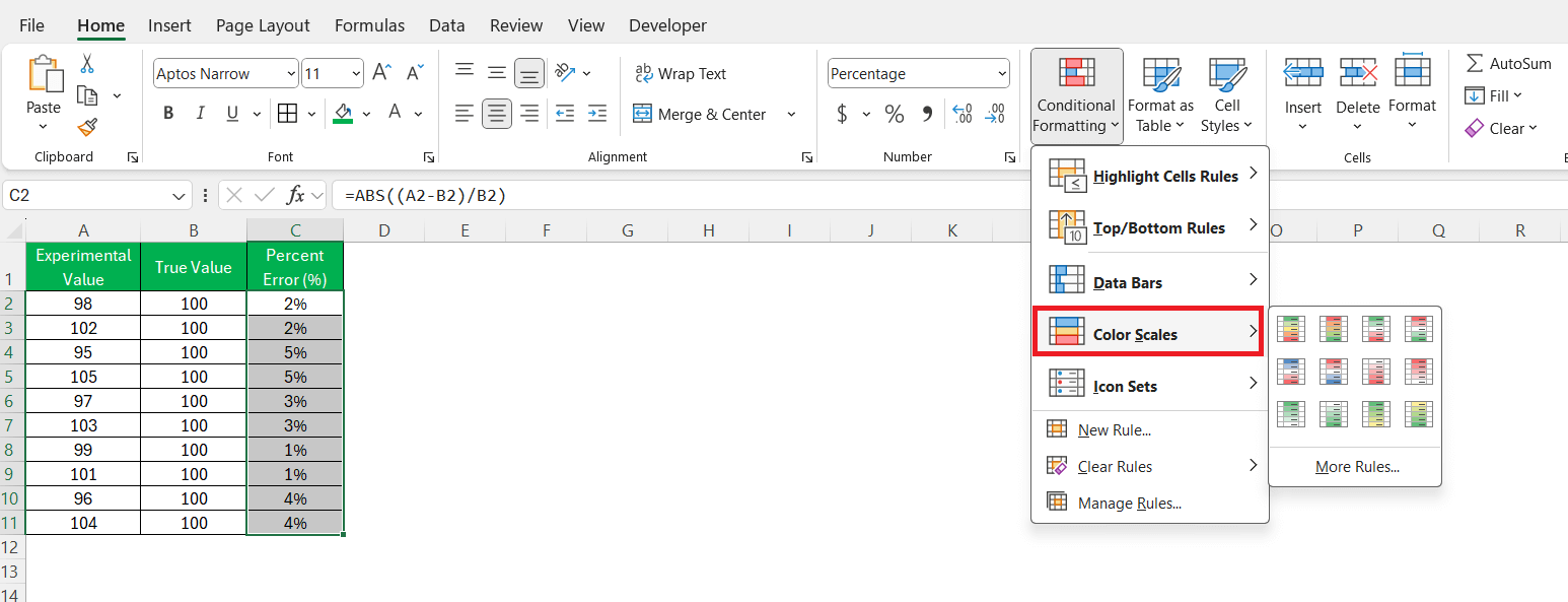 how to find percent error