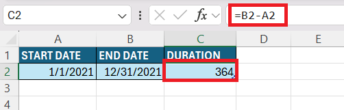 Duration Formula in Excel