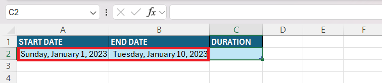 Duration Formula in Excel