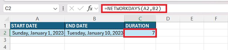 Duration Formula in Excel