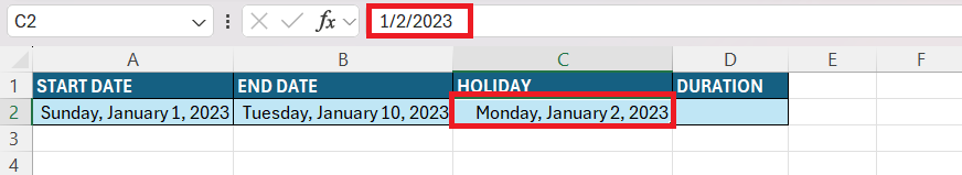 Duration Formula in Excel