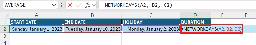 Duration Formula in Excel